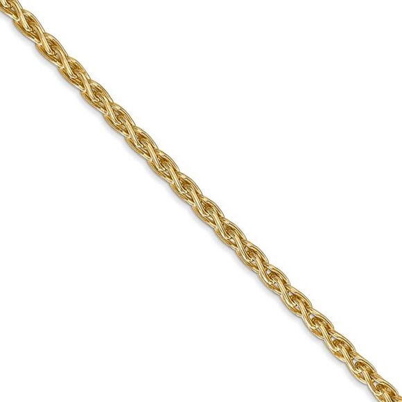 3mm, 14k Yellow Gold, Solid Parisian Wheat Chain Necklace, 22 Inch - Picture 1 of 7